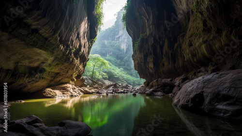 Big cave of Hang Son Doong  Vietnam created using AI generative technology  