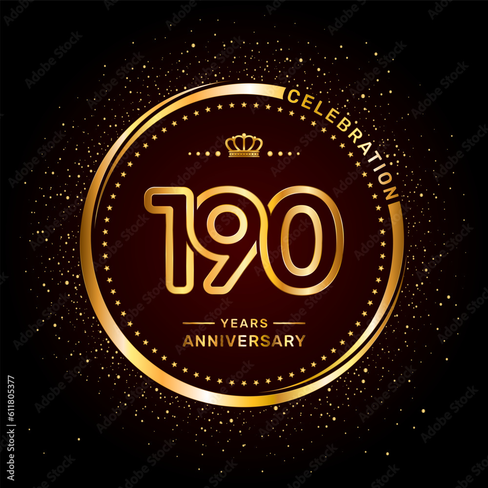 Fototapeta premium 190 year anniversary logo with double line number style and gold color ring, logo vector template