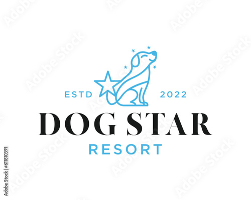 Dog star logo design vector
