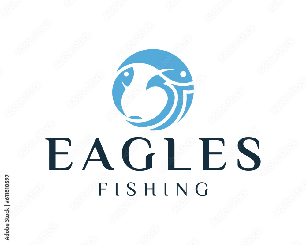Eagle and fish logo design ideas vector