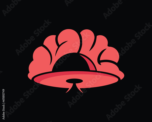 ufo brain logo ideas illustration