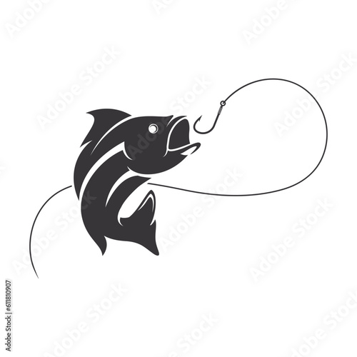 fishing logo for fishing club vector icon illustration