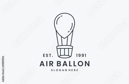 Air ballon logo vector icon illustration hipster vintage retro .