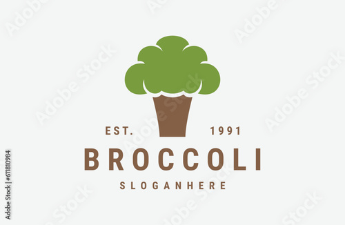 Broccoli logo vector icon illustration hipster vintage retro .