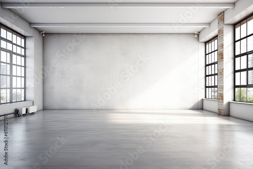 Blank space  empty wall in a bright room  Generative AI