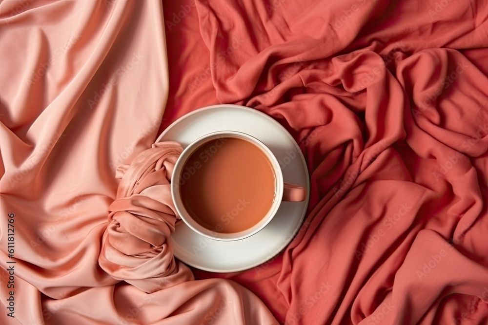 Obraz premium Inventive textile and warm cloth composition. Women's mornings start with balance. eco-friendly style Generative AI