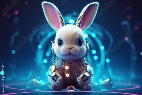 A digital rabbit from artificial intelligence represents future technology, medical care and big data, etc.