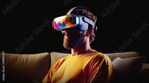 VR glasses, virtual reality, mockup, futuristic design. Generative AI