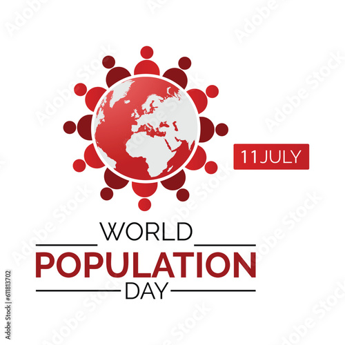 World Population day Greeting-11 july . Banner or poster design. Typography logo and  population day concept.