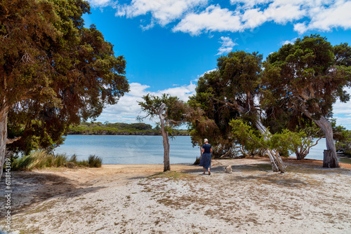 Fototapeta Naklejka Na Ścianę i Meble -  The tranquil water of Augusta’s Hardy Inlet, on the south-west of Western Australia, a top beauty spot for a walk, swim, kayak, cruise, fish or a relaxing picnic.