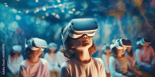  Children Wearing VR Headsets, generative ai