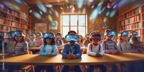  Children Wearing VR Headsets, generative ai