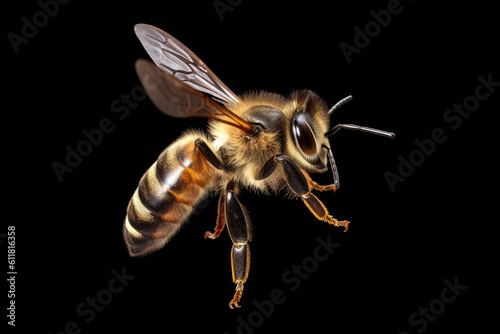 macro shot of bee on black background © The Stock Photo Girl