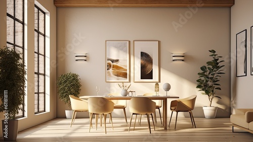 interior scene and mockup, office interior in a Scandinavian design. Generative AI