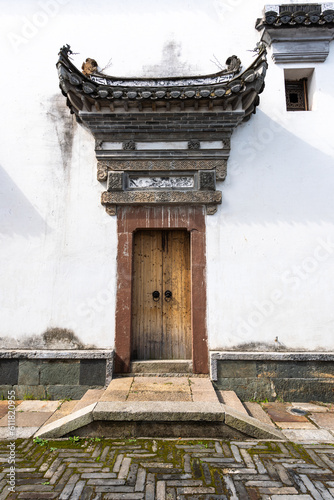 Photography Hui-style building courtyard gate in a small town in southern China