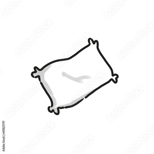 White pillow for side sleepers. Hand drawing cartoon.