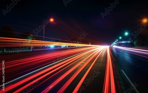 Night Rhythms: Mesmerizing Abstract Light Trails in the Urban Tapestry - High-Quality Wallpaper, Generative AI © junseok