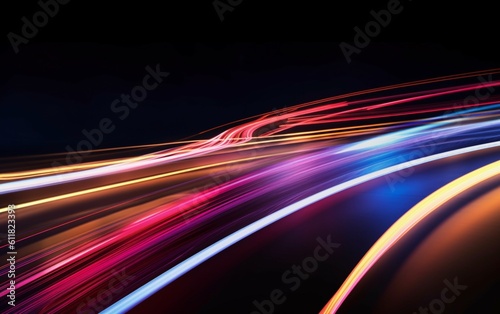 Night Rhythms: Mesmerizing Abstract Light Trails in the Urban Tapestry - High-Quality Wallpaper, Generative AI