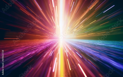 Dazzling Rainbow Spectrum: Mesmerizing Anamorphic Lens Flare Wallpaper in 8K, Dark Palette, Tightly Cropped Compositions, Cross-Processed Elegance, Generative AI