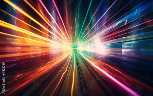 Dazzling Rainbow Spectrum: Mesmerizing Anamorphic Lens Flare Wallpaper in 8K, Dark Palette, Tightly Cropped Compositions, Cross-Processed Elegance, Generative AI