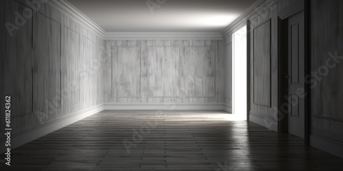 The room s interior is modern. A mock-up of a vacant room. Floor and wall. Generative AI