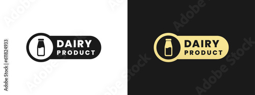 Dairy product label or Dairy product sign vector isolated in flat style. Best Dairy product label vector for product packaging design element. Dairy product sign for packaging design element.