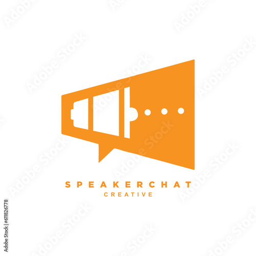 Creative bubble chat megaphone logo design for your brand or business