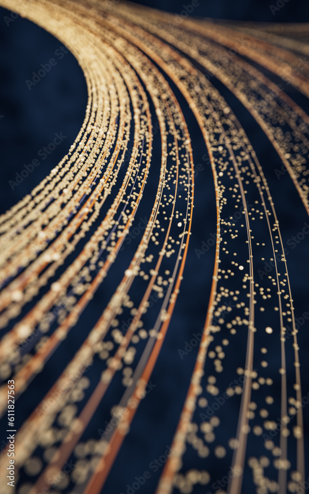 Fototapeta premium Flowing digital lines background, 3d rendering.