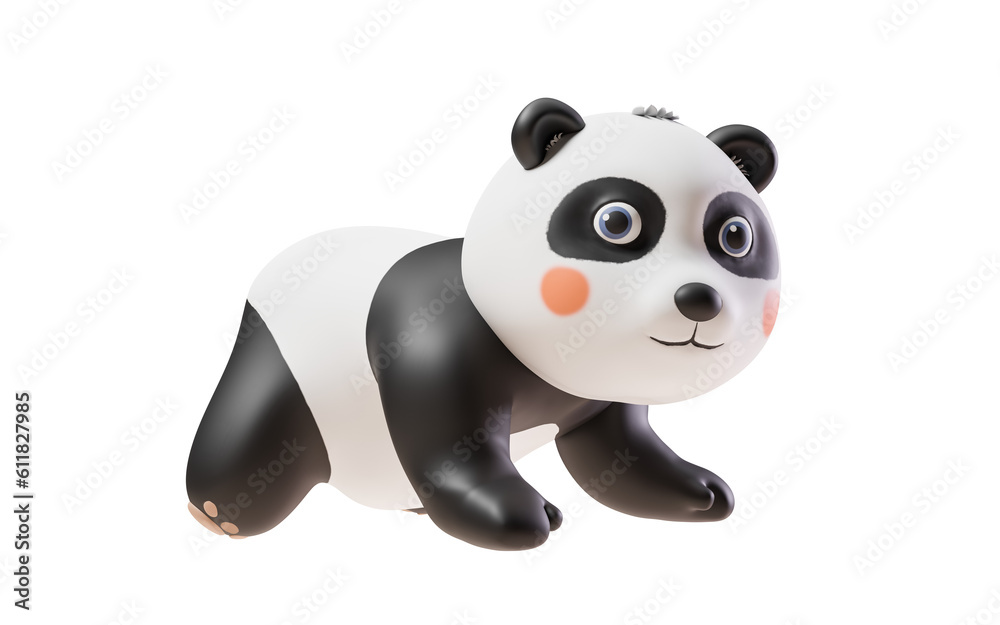Panda with cartoon style, 3d rendering.