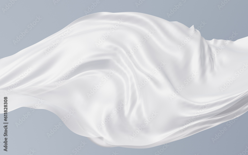 Fototapeta premium Flowing white cloth background, 3d rendering.