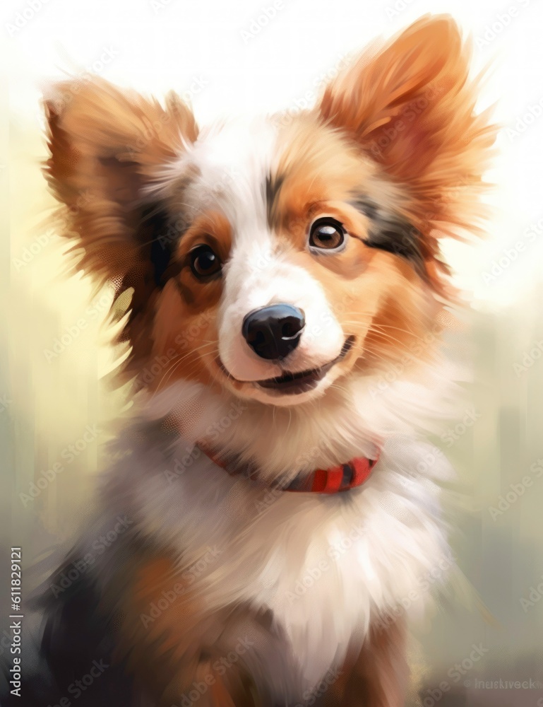 border collie dog painting-Generative AI border collie dog painting-Generative AI