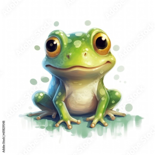 Frog on white background-Generative AI