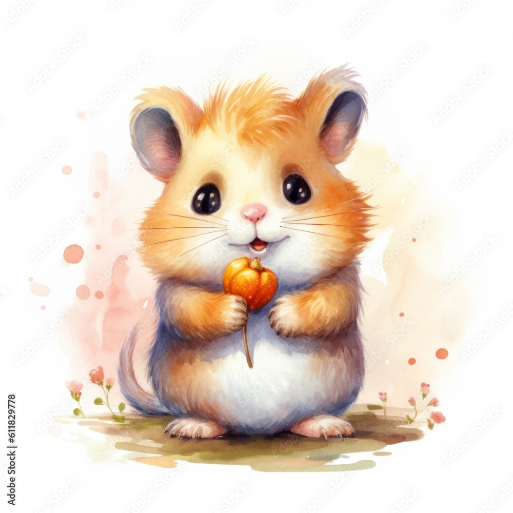 Hamster painting Illustration-Generative AI