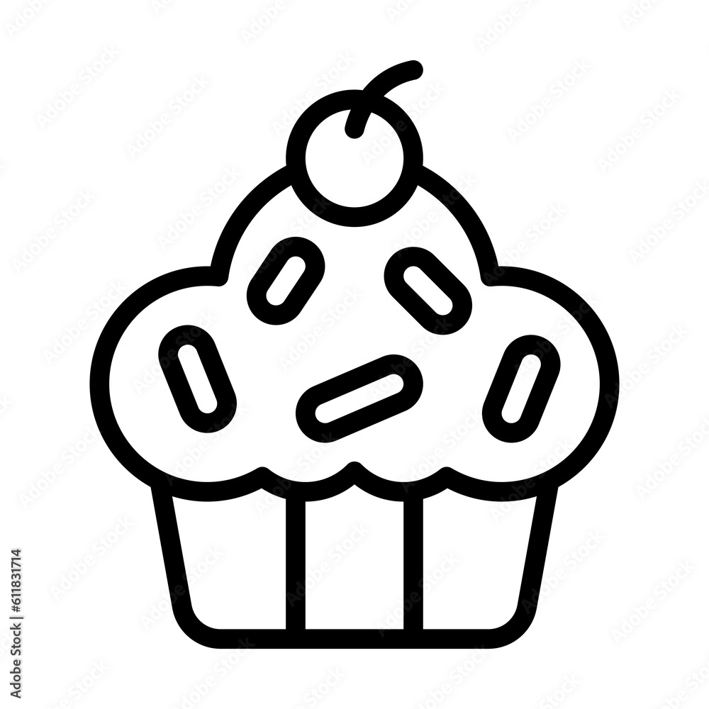 Obraz premium cupcake line style icon, vector icon can be used for mobile, ui, web