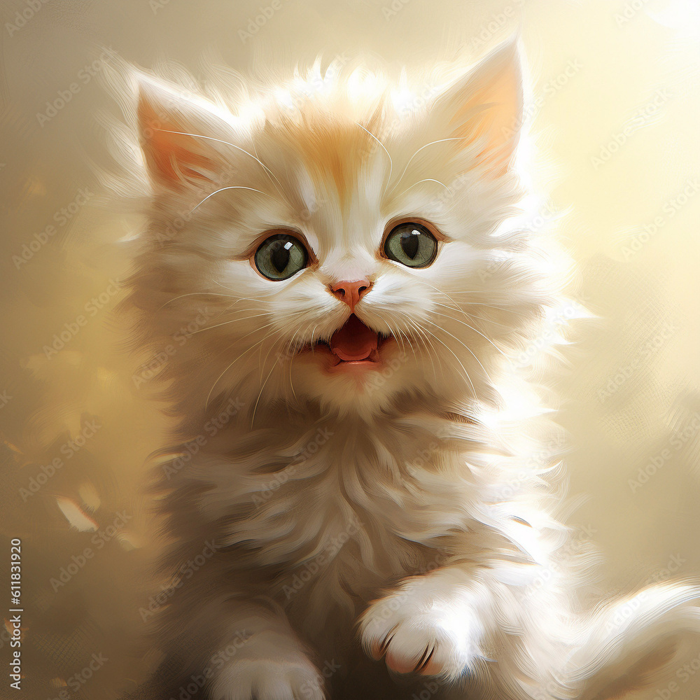 かわいい白猫cat on a white background,Generative AI, かわいい白猫cat on a white background,Generative AI,