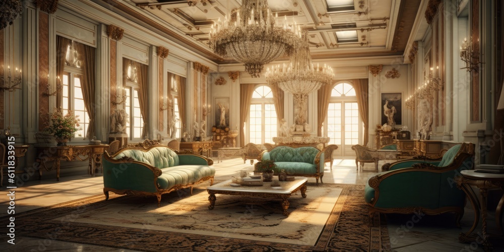 Obraz premium Classic interior with no one inside. Generative AI