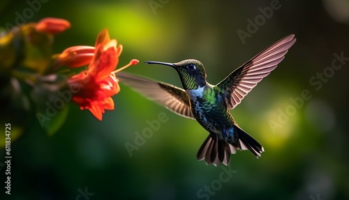 hummingbird feeding on flower © Amine