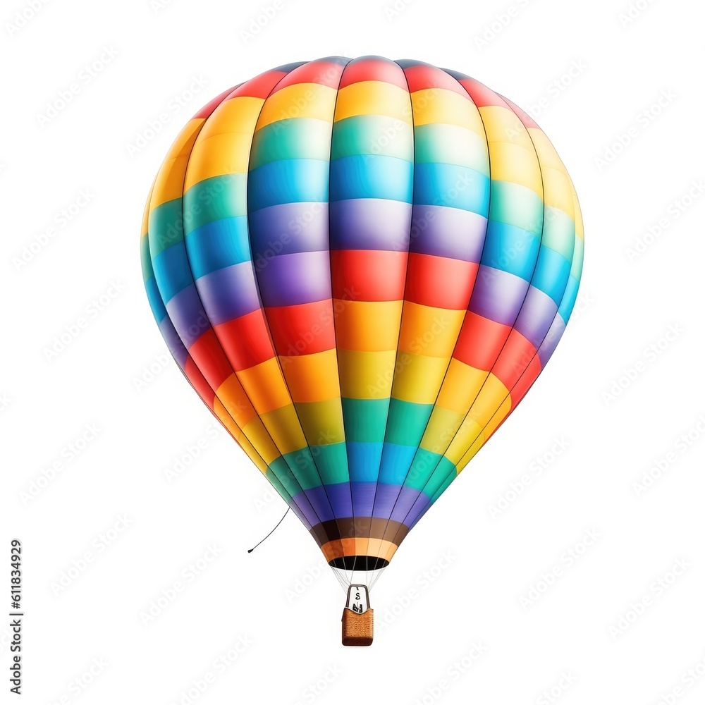 Fototapeta premium Colorful air balloon on white background, AI generated.