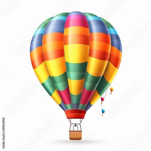 Colorful air balloon on white background, AI generated. photo