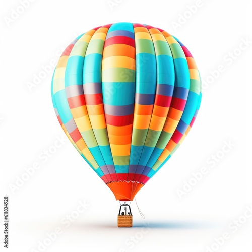 Hot air balloon on a white background, AI generated.