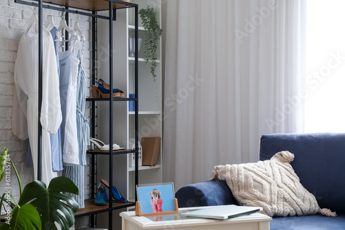 Modern open wardrobe with c...