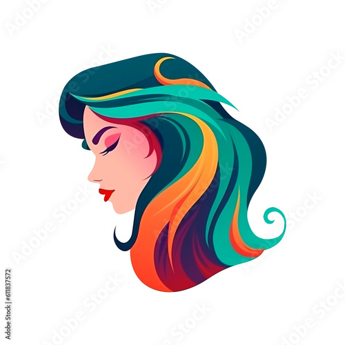 Woman with colored hair vector photo
