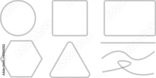 black white outline rope frame set
