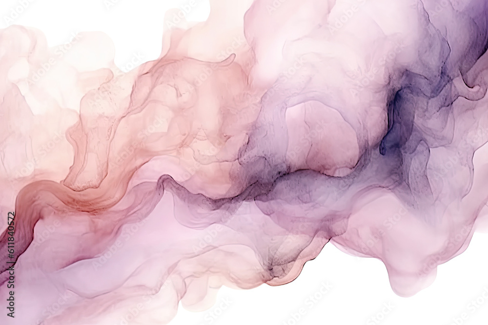 an ethereal blend of blush pink and lavender abstract blooming shape, isolated on a transparent background, generative ai