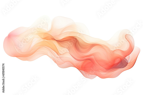 an ethereal blend of coral and peach abstract blooming shape, isolated on a transparent background, generative ai