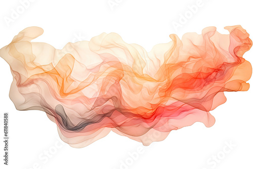 an ethereal blend of coral and peach abstract blooming shape, isolated on a transparent background, generative ai