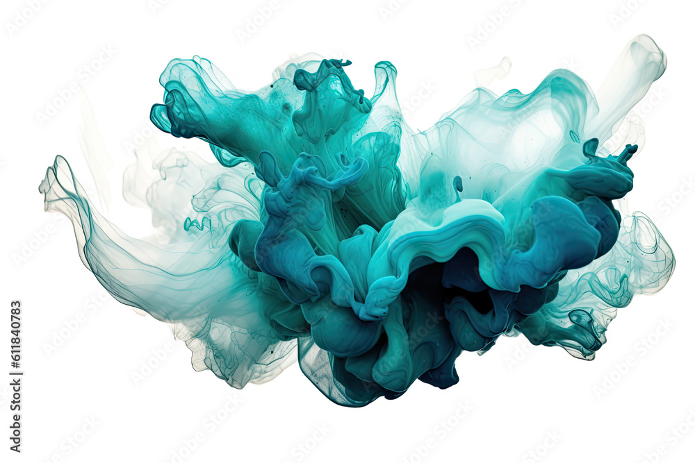 an ethereal blend of teal and turquoise abstract blooming shape