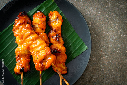 grilled chicken skewer in Asian style photo