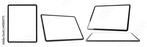 Real Tablet mockup with blank screen, device screen mockup Isolated on white background.
