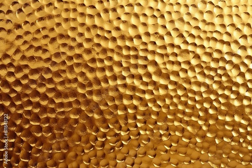 A hammered gold metal background texture. Created with Generative AI technology